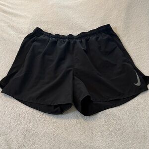 Nike Mens Black Athletic Shorts with Silver Swoosh with built in dri-fit